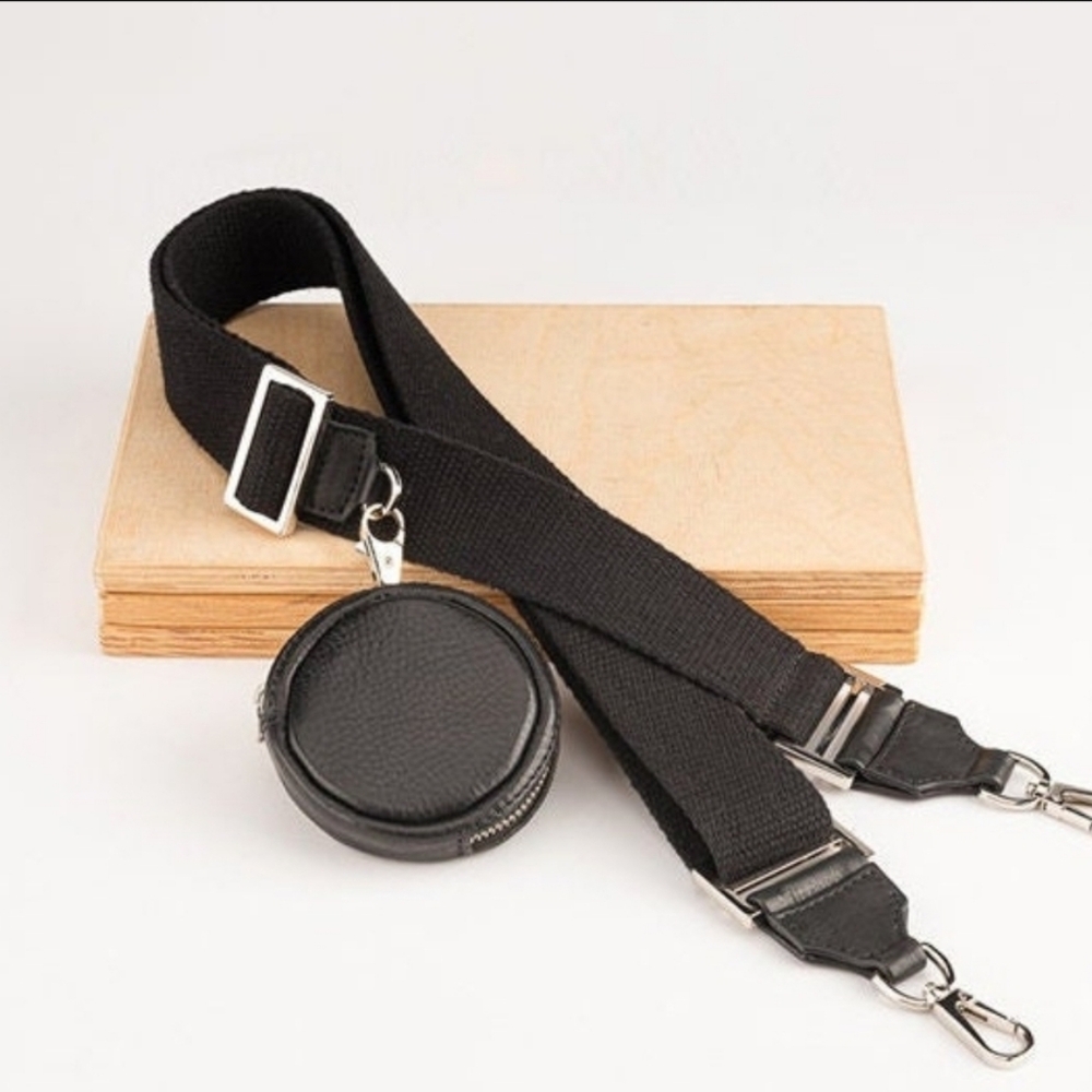 Black Men's Crossbody Bag with Coin Pouch